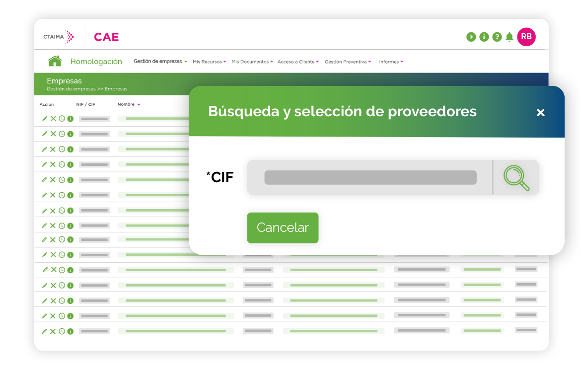 Homologación eficiente de proveedores